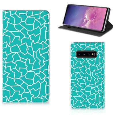 Samsung Galaxy S10 | Bookcase | Cracks Blue