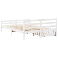 Bedframe zonder matras massief grenenhout wit 140x200 cm - thumbnail