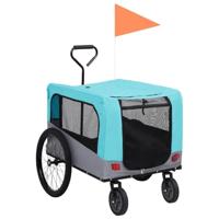 VidaXL Fietstrailer en hondenwagen 2-in-1 blauw en grijs - thumbnail