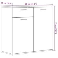 Dressoir 80x36x75 cm bewerkt hout zwart eikenkleurig - thumbnail