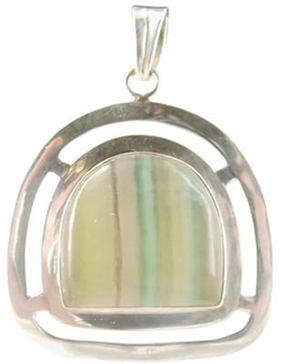 Zilveren Fluoriet Hanger met Unieke Rand voor Innerlijke Rust en Gezondheid