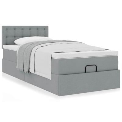 Ottoman bed met matras 200x200 cm stof lichtgrijs