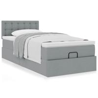 Ottoman bed met matras 200x200 cm stof lichtgrijs - thumbnail