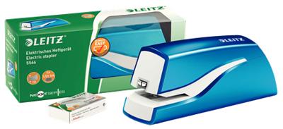 Nietmachine Leitz NeXXt WOW contactloos elektrisch 10 vel blauw