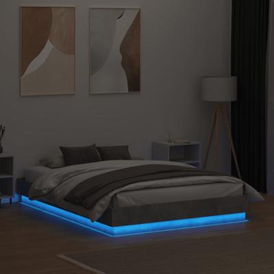 Bedframe met LED-verlichting betongrijs 150x200 cm