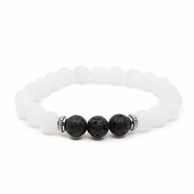 Edelsteen Armband Witte Jade/ Lavastenen Edelsteen Armband Witte Jade/ Lavastenen