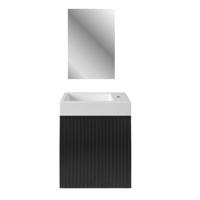 Fonteinset BWS Sona Fonteinkast Mat Zwart Wastafel Glanzend Wit en Spiegel Met Omlijsting - thumbnail