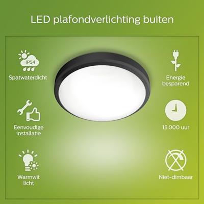 Philips Zwarte plafondlampDoris met led - 929003190801