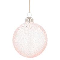 Ngk Kerstbal luxury glas spikkel roze 10 cm | 12 stuks - thumbnail