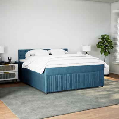 Boxspring met matras fluweel blauw 180x200 cm