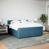 Boxspring met matras fluweel blauw 180x200 cm - thumbnail