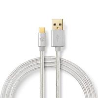 Nedis USB 2.0 Kabel A naar C 2 m zilver - thumbnail