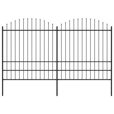 Tuinhek met speren bovenkant (1,75-2)x3,4 m staal zwart