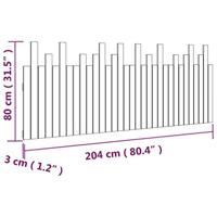 Hoofdbord wandmontage 204x3x80 cm massief grenenhout grijs - thumbnail