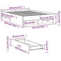 Bedframe met lades bewerkt hout wit 120x200 cm - thumbnail