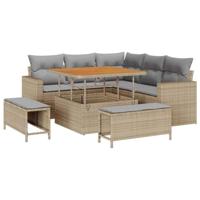 Tuinbankenset 8 pcs Beige poly rattan - thumbnail