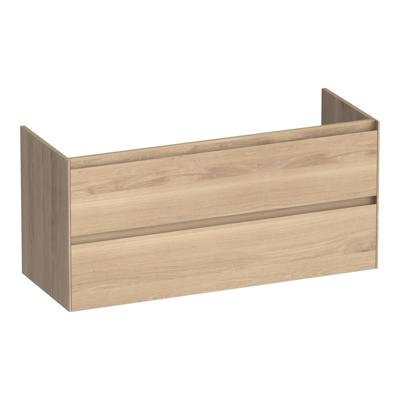 Brauer Inspire - Onderkast - 120 cm - met 2 Softclose Lades Greeploos en 2 Sifon Uitsparingen - Lamellen Eiken Naturel