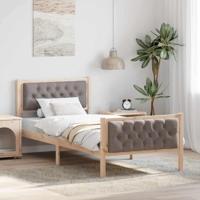 Bedframe met hoofdeinde Taupe 90 x 200 cm Massief grenenhout - thumbnail