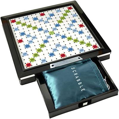 SCRABBLE - Scrabble Deluxe - Bordspel - Scrabble zwart en zilver met draaibord en inkepingssysteem