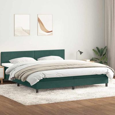 Boxspring met matras fluweel donkergroen 160x200 cm