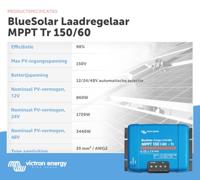 Victron Energy BlueSolar MPPT 150/60-tr 12V 24V 48V 60A Laadregelaar voor zonne-energie MPPT 12 V, 24 V, 48 V 60 A - thumbnail