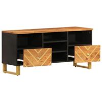 Tv-meubel 100x33,5x46 cm massief mangohout bruin en zwart - thumbnail