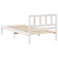 Bedframe met hoofdeinde Wit 90 x 190 cm Massief grenenhout - thumbnail