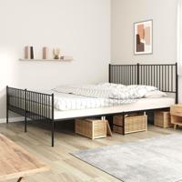 Bedframe met hoofd- en voeteneinde metaal zwart 200x200 cm - thumbnail