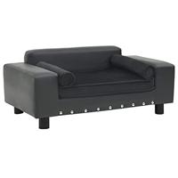 VidaXL Hondenbank 81x43x31 cm pluche en kunstleer donkergrijs - thumbnail