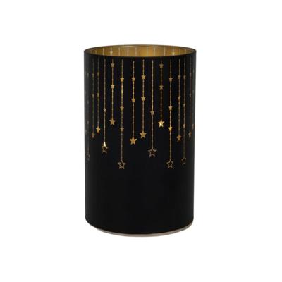 Svenska Living Cylinder glas 14cm led zwart 3xaa timer Svenska Living Cylinder glas 14cm led zwart 3xaa timer