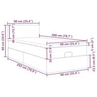 Ottoman bed met matras en LED's 90x200cm fluweel lichtgrijs - thumbnail