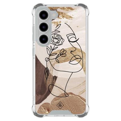 Samsung Galaxy S23 shockproof hoesje - Abstract gezicht bruin