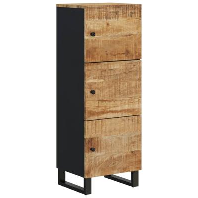 Hoge kast met 3 deuren 40x33x110 cm massief mangohout en ijzer