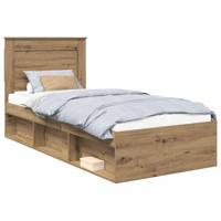 Bedframe Ambachtelijk eiken 90 x 190 cm Massief grenenhout - thumbnail