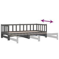 Slaapbank uitschuifbaar massief grenenhout grijs 2x(90x190) cm - thumbnail