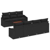 Tuinbankenset met opslag 8 pcs Zwart poly rattan - thumbnail