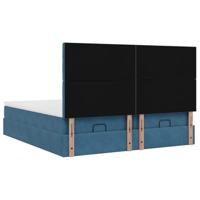 Ottoman bed met matrassen 160x200cm fluweel donkerblauw - thumbnail