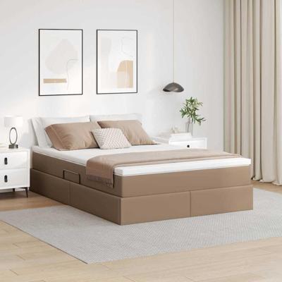 Opslag bed met matras Cappuccino 140 x 190 cm Nep Leer