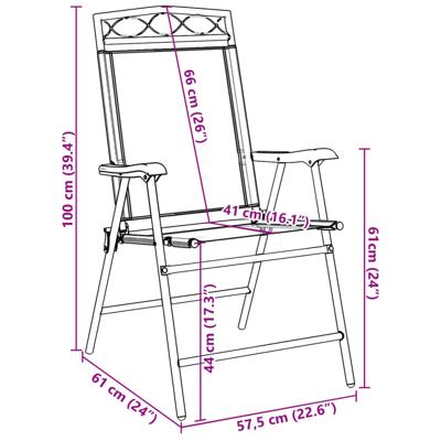 Tuinstoelen 8 st inklapbaar staal en textileen gemêleerd grijs - thumbnail