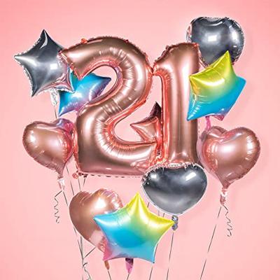 Folieballon &apos;9&apos; Roségoud groot