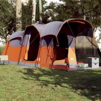 Tunneltent 8-persoons waterdicht grijs en oranje - thumbnail