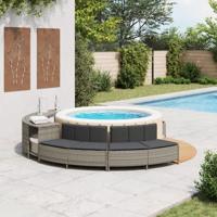 VidaXL Hottub-bankjes met kussens 2 st poly rattan grijs - thumbnail