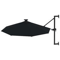 Wandparasol met LED's 300 cm zwart - thumbnail