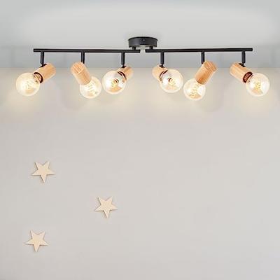 Brilliant PlafondlampKerry 6-lichts zwart met hout - 99716/76