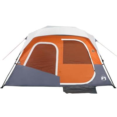 Kampeertent met LED 344x282x212 cm grijs en oranje Kampeertent met LED 344x282x212 cm grijs en oranje