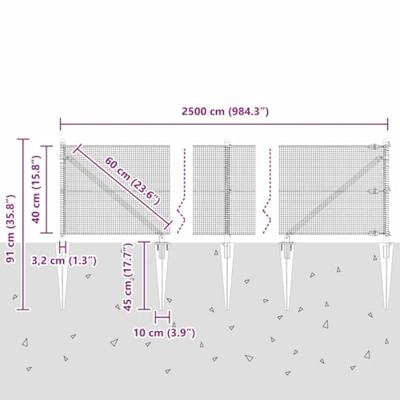 VidaXL Afrasteringspaal zilver 25 x 0,4 m (12 x 12 mm gaas) staal