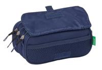 Pennenetui met 3 vakken Benetton Flag Marineblauw 21,5 x 10 x 8 cm - thumbnail