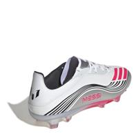 adidas F50 Messi Pro Gras Voetbalschoenen (FG) Wit Zilver Rood - thumbnail