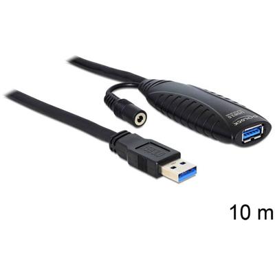Delock 83415 USB-kabel USB 3.0 USB-A stekker, USB-A bus 10.00 m Zwart