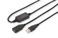 DIGITUS Actieve USB 2.0 verlengkabel - Repeater kabel - USB A male naar USB A female - 15 m - 480 Mbit/s - Plug & Play - Voeding via USB - Zwart - thumbnail